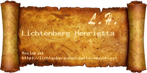 Lichtenberg Henrietta névjegykártya